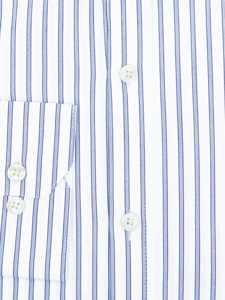 White & Blue Striped Super Fine Shirt - Luxe