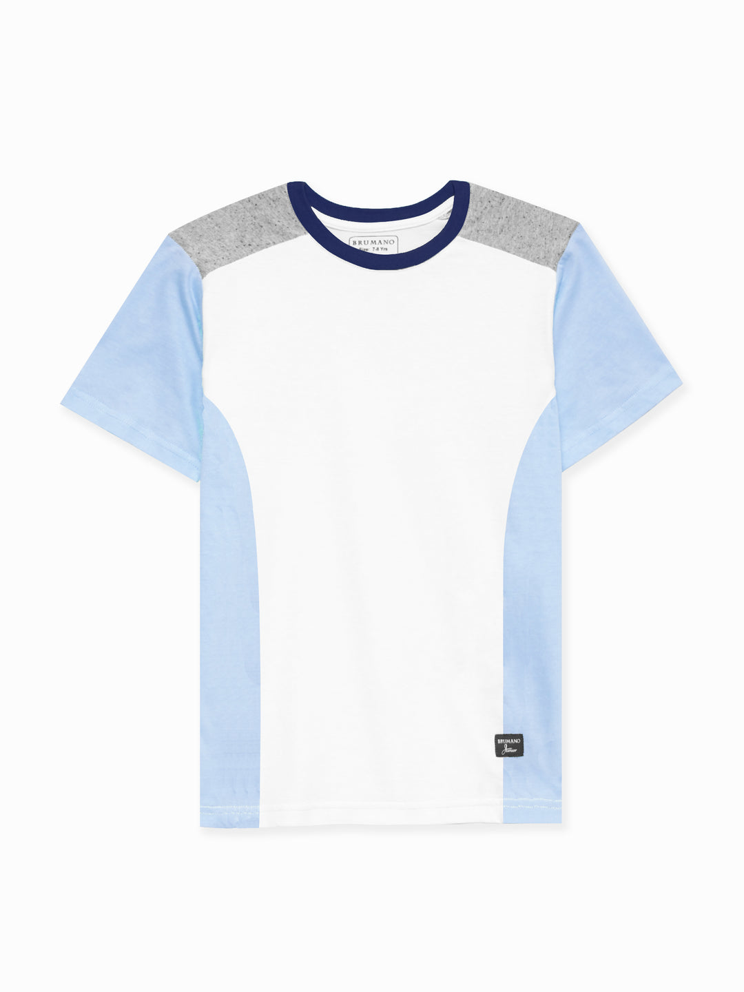 White & blue t shirt with contrasting rib   junior