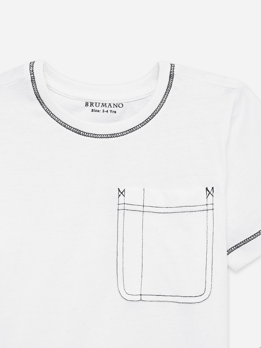 White Casual Crew Neck T-Shirt With Stitch Detailing - Junior