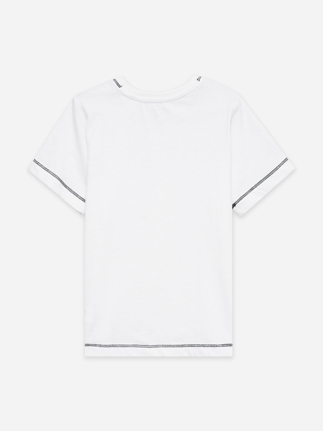 White Casual Crew Neck T-Shirt With Stitch Detailing - Junior