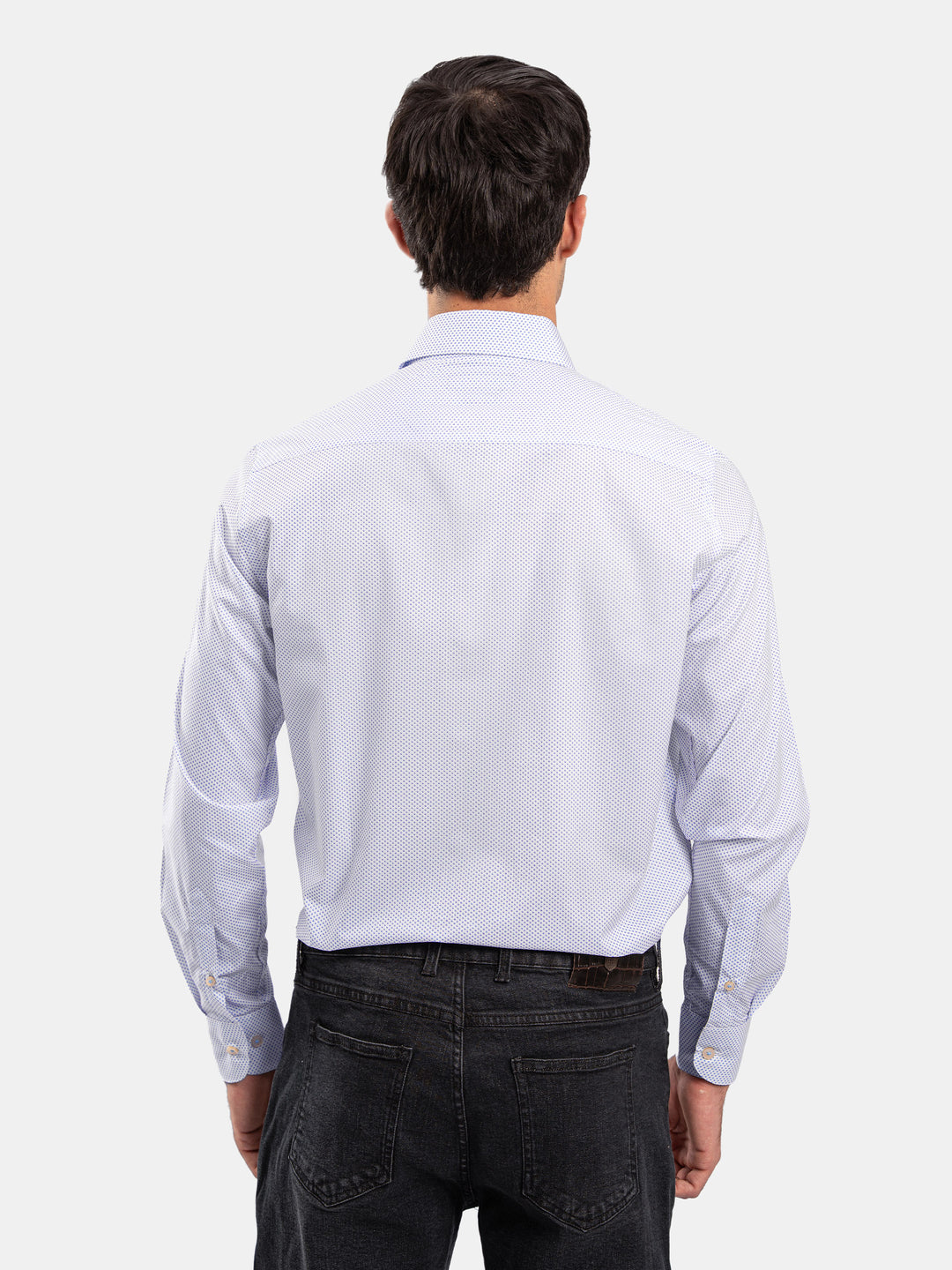 White Fine Printed Formal Shirt