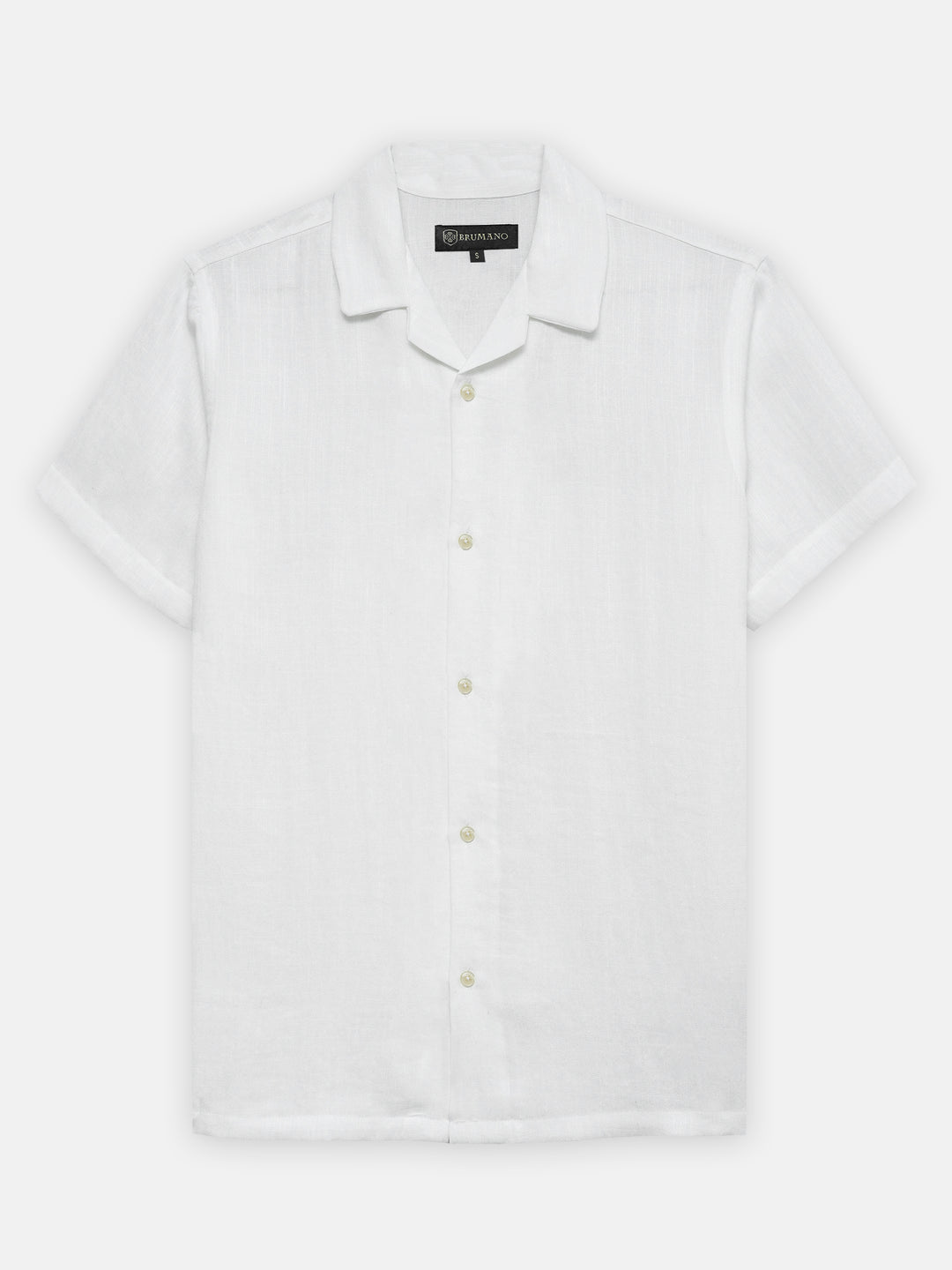 White linen half sleeve cuban collar shirt
