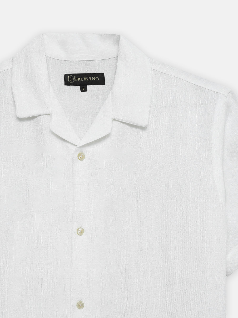 White linen half sleeve cuban collar shirt