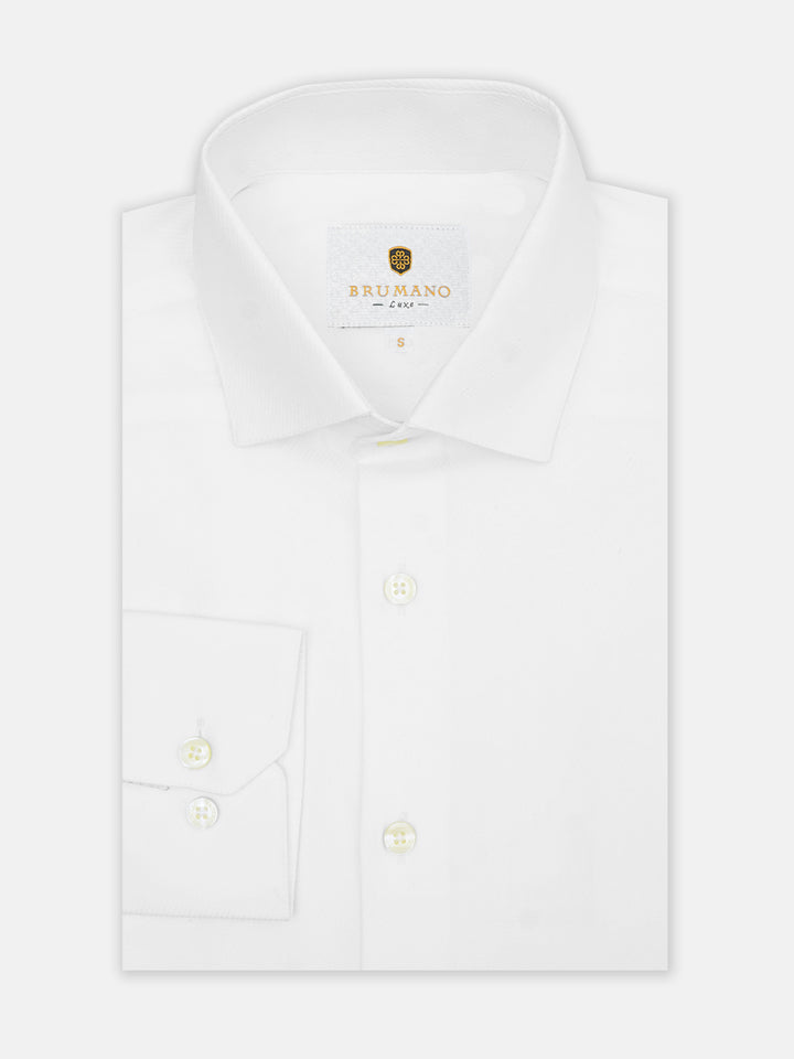 White Self Striped Formal Shirt - Luxe