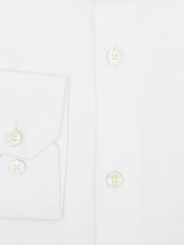 White Self Striped Formal Shirt - Luxe
