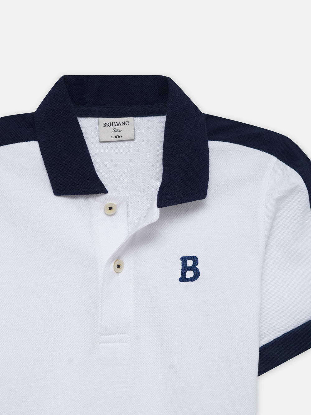 White & navy blue raglan sleeve polo   junior