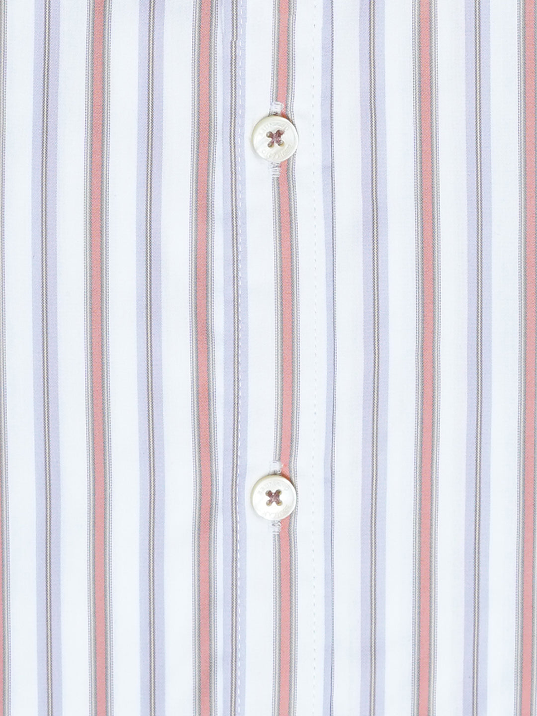 White & Orange Striped Formal Shirt