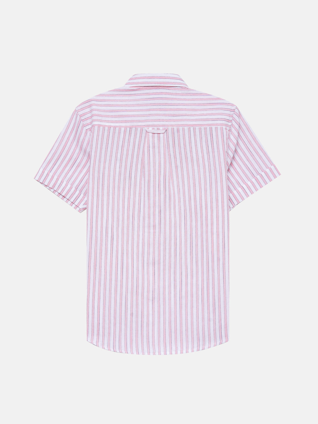 White & Pink Striped Half Sleeve Shirt - Junior