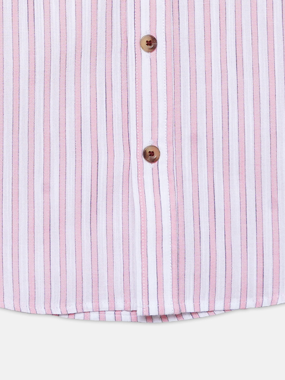 White & Pink Striped Half Sleeve Shirt - Junior