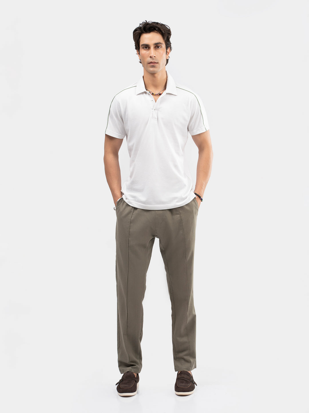 White Raglan Sleeve Pique Sporty Polo