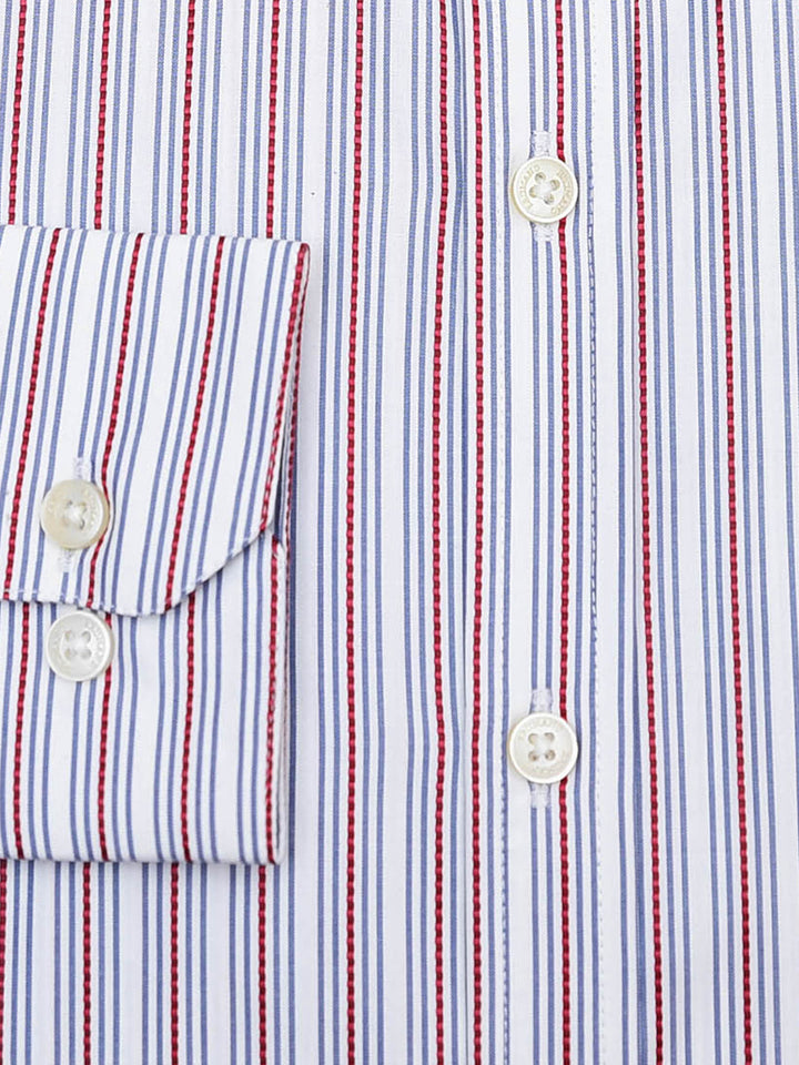 White & Red Structured Formal Shirt - Luxe