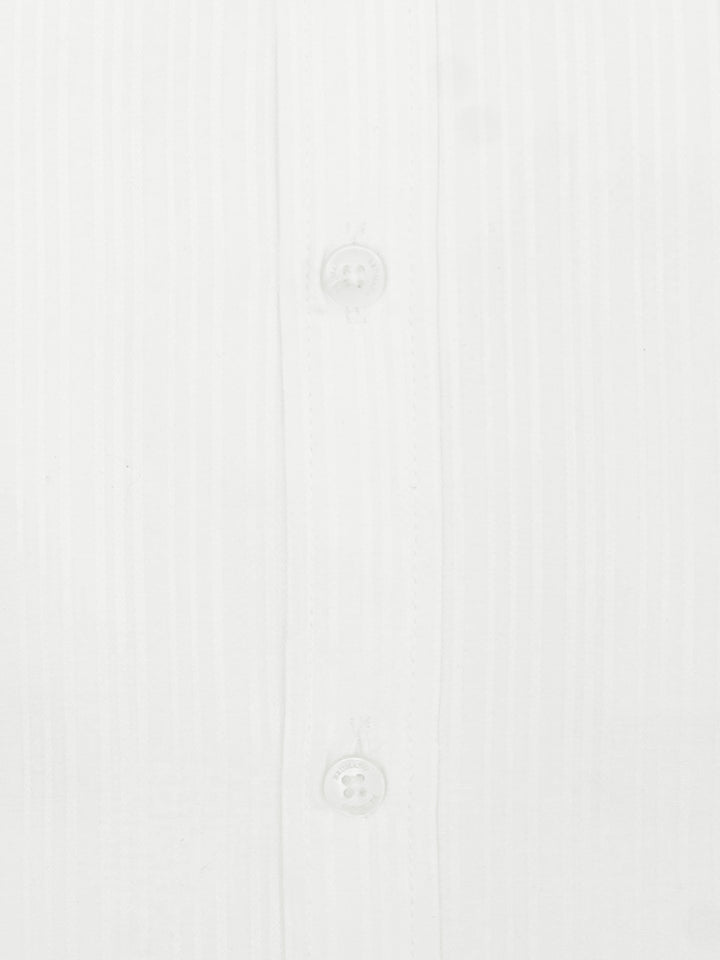White Self Striped Formal Shirt
