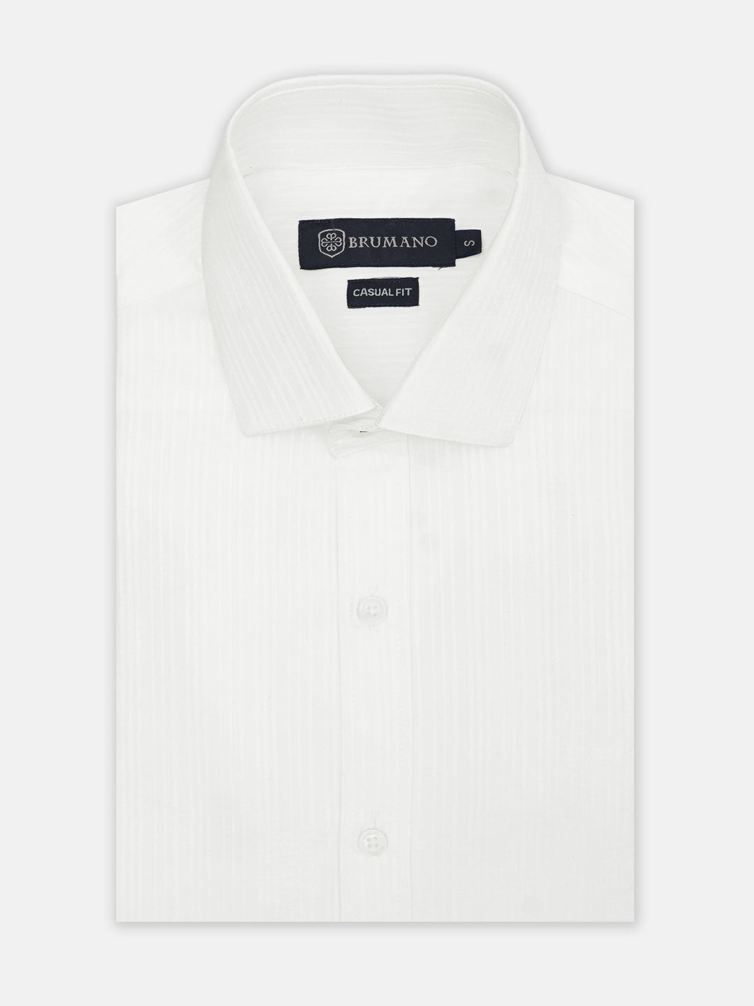 White Self Striped Formal Shirt