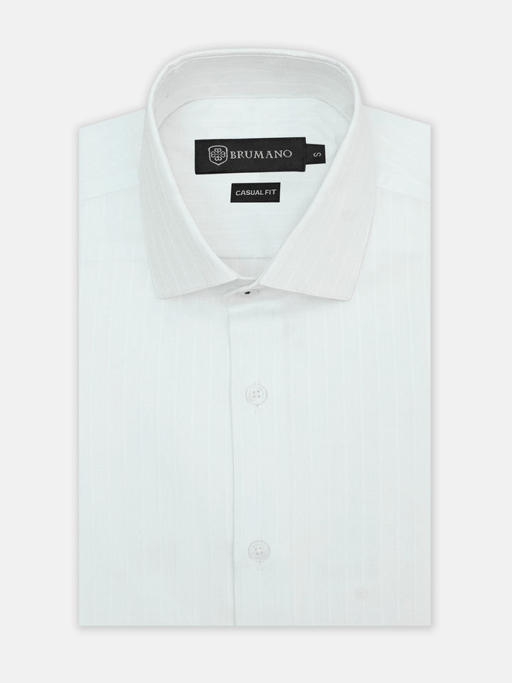 White Structured Striped Formal Shirt