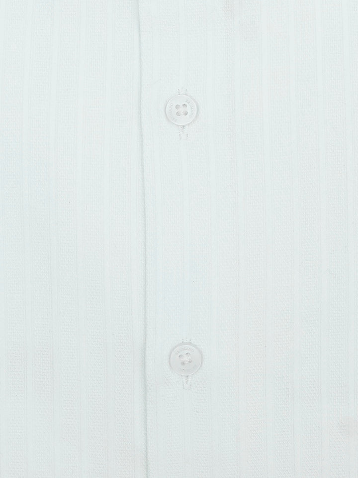 White Structured Striped Formal Shirt