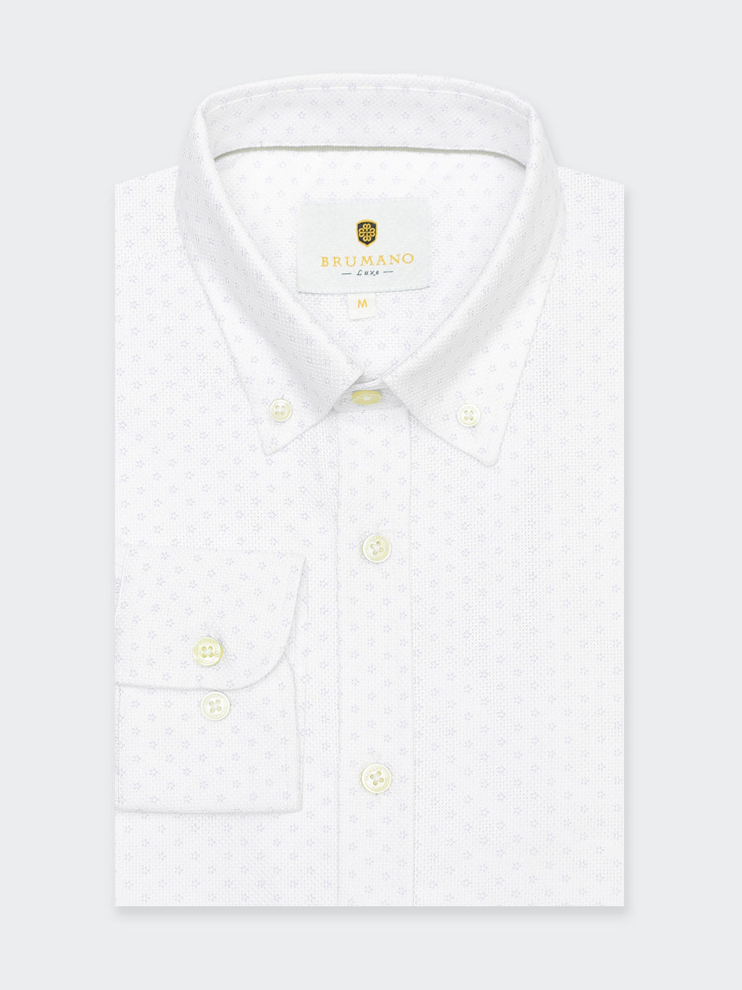 White Structured Subtle Printed Button Down Shirt - Luxe