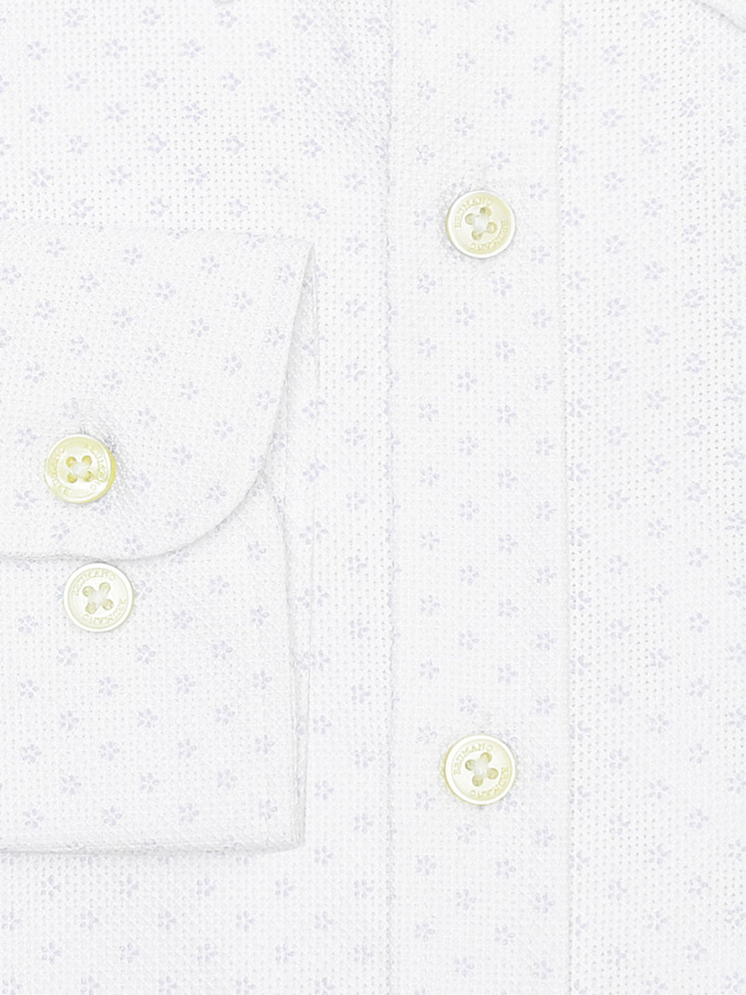 White Structured Subtle Printed Button Down Shirt - Luxe