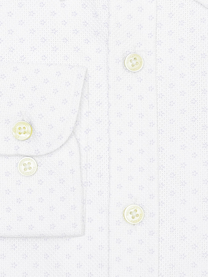 White Structured Subtle Printed Button Down Shirt - Luxe
