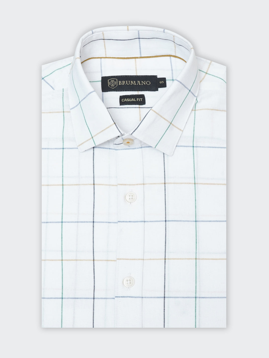 White Windowpane Checkered Formal Shirt