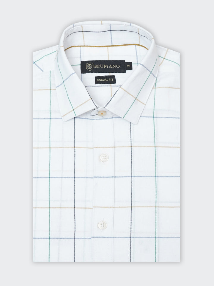 White Windowpane Checkered Formal Shirt