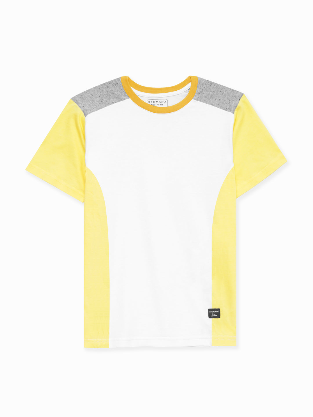 White & Yellow T-shirt With Contrasting Rib - Junior