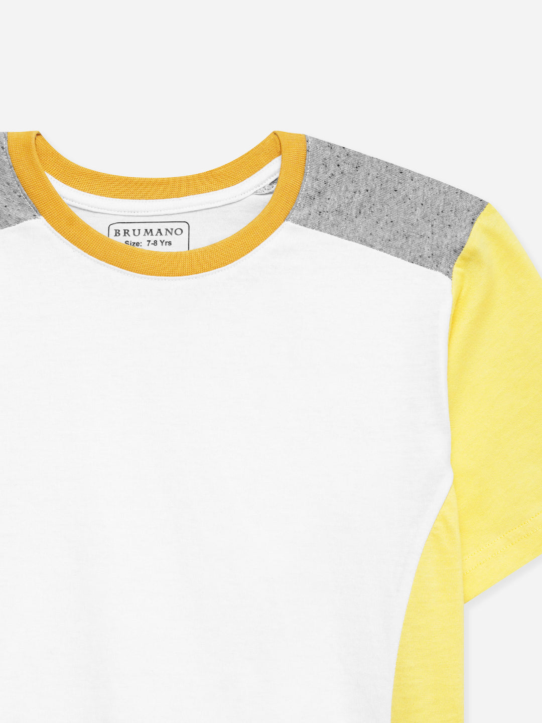 White & Yellow T-shirt With Contrasting Rib - Junior