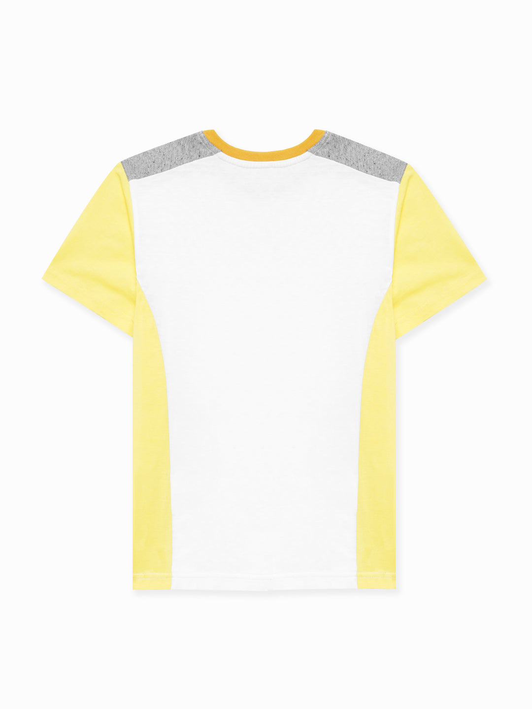 White & Yellow T-shirt With Contrasting Rib - Junior