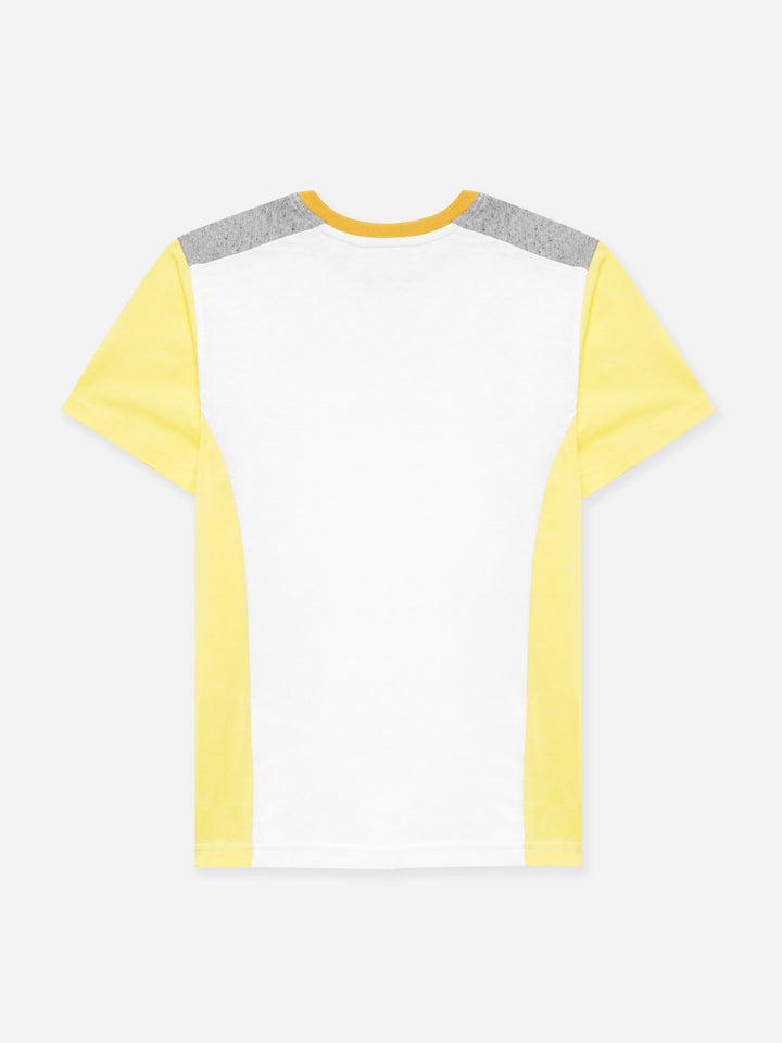 White & Yellow T-shirt With Contrasting Rib - Junior