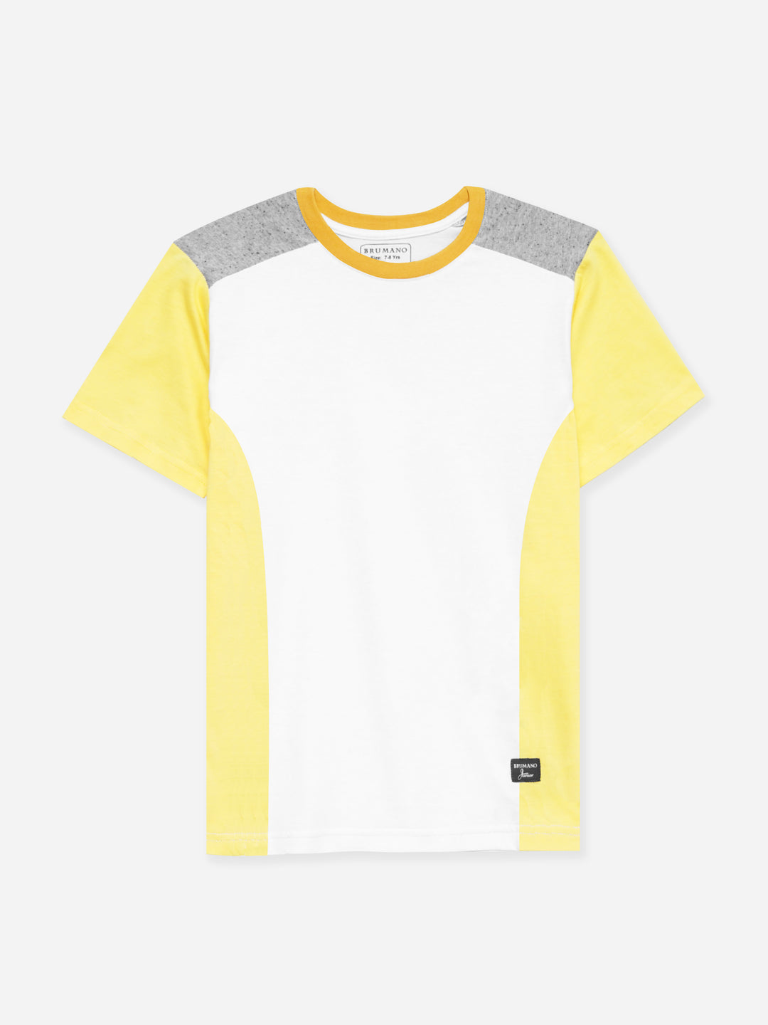 White & Yellow T-shirt With Contrasting Rib - Junior