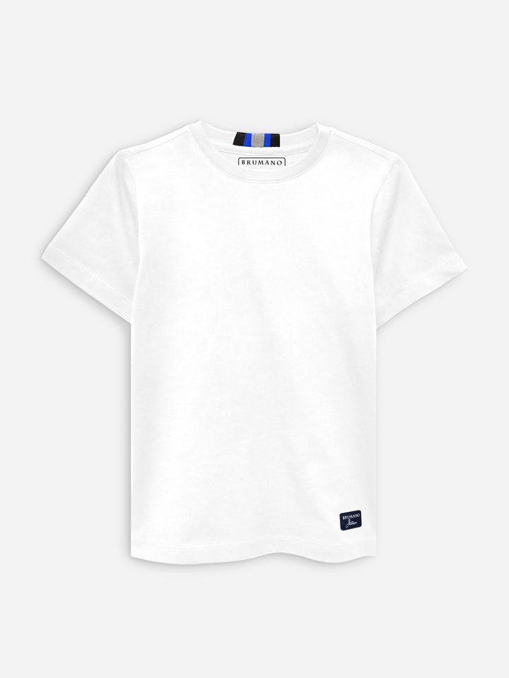 White 100% Cotton Casual Tee With Detailing