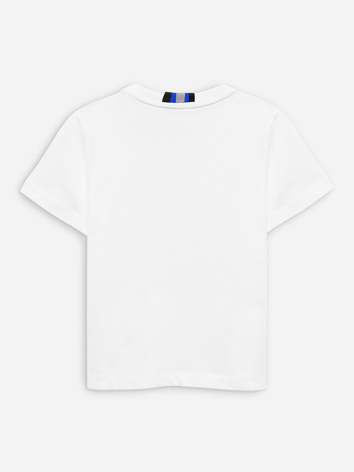 White 100% Cotton Casual Tee With Detailing