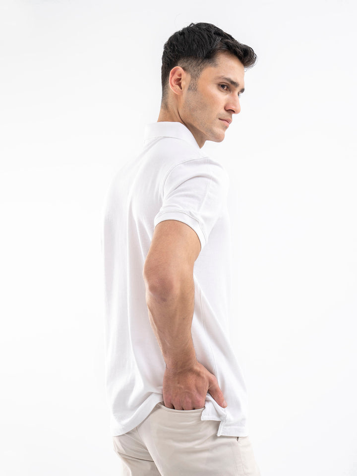 White 100% Cotton Pique Polo