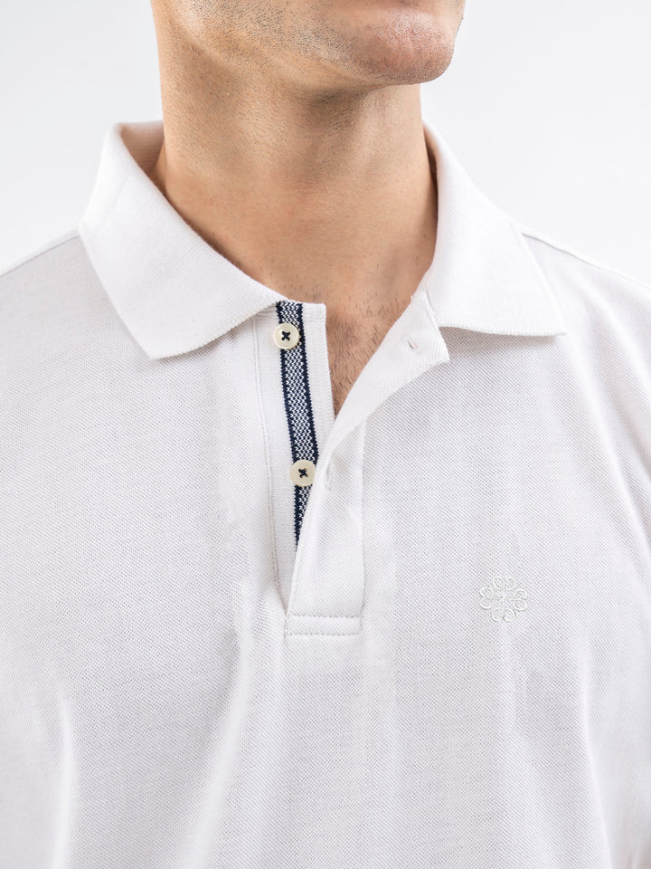 White 100% Cotton Pique Polo