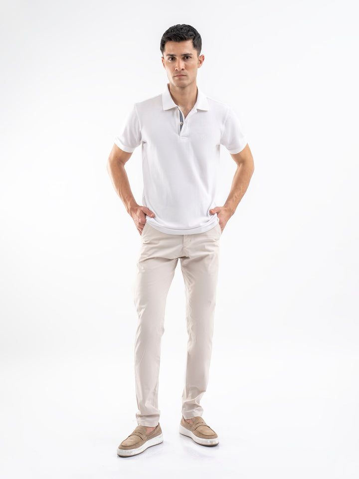 White 100% Cotton Pique Polo