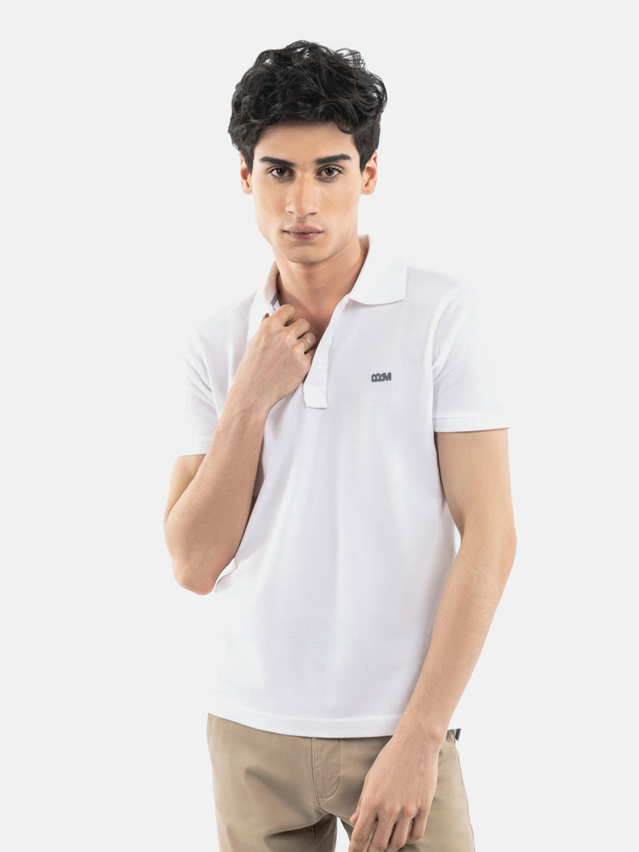 White Basic Pique Polo Shirt Brumano Pakistan