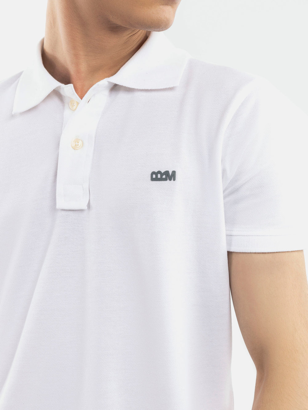 White Basic Pique Polo Shirt