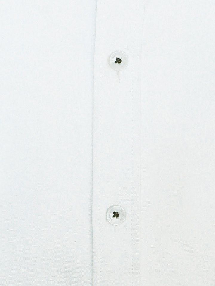 White Button Down Poplin Shirt With Inner Collar Detailing