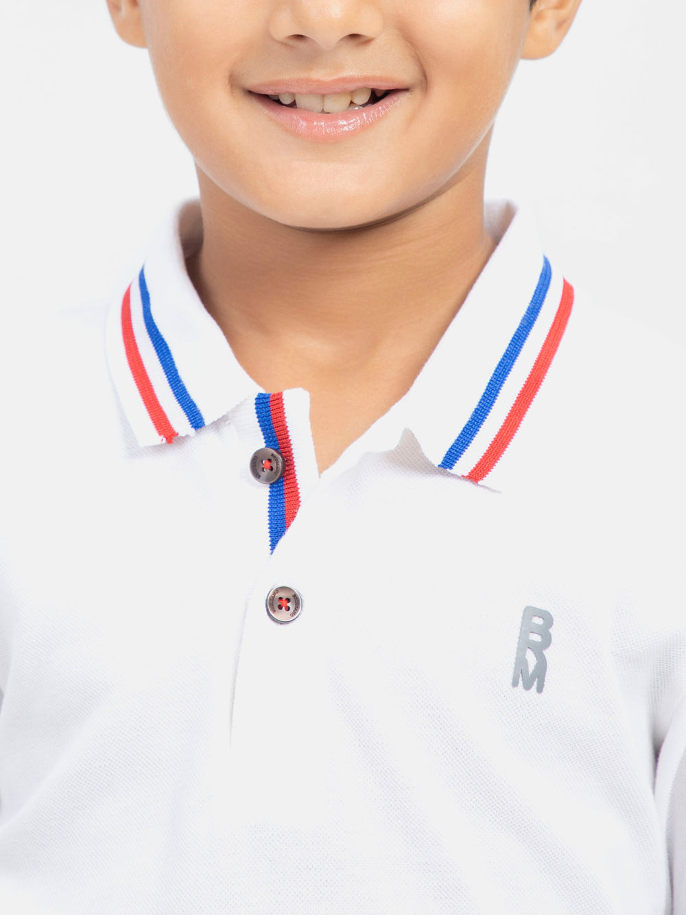 White Contrasting Tipped Long Sleeve Pique Polo