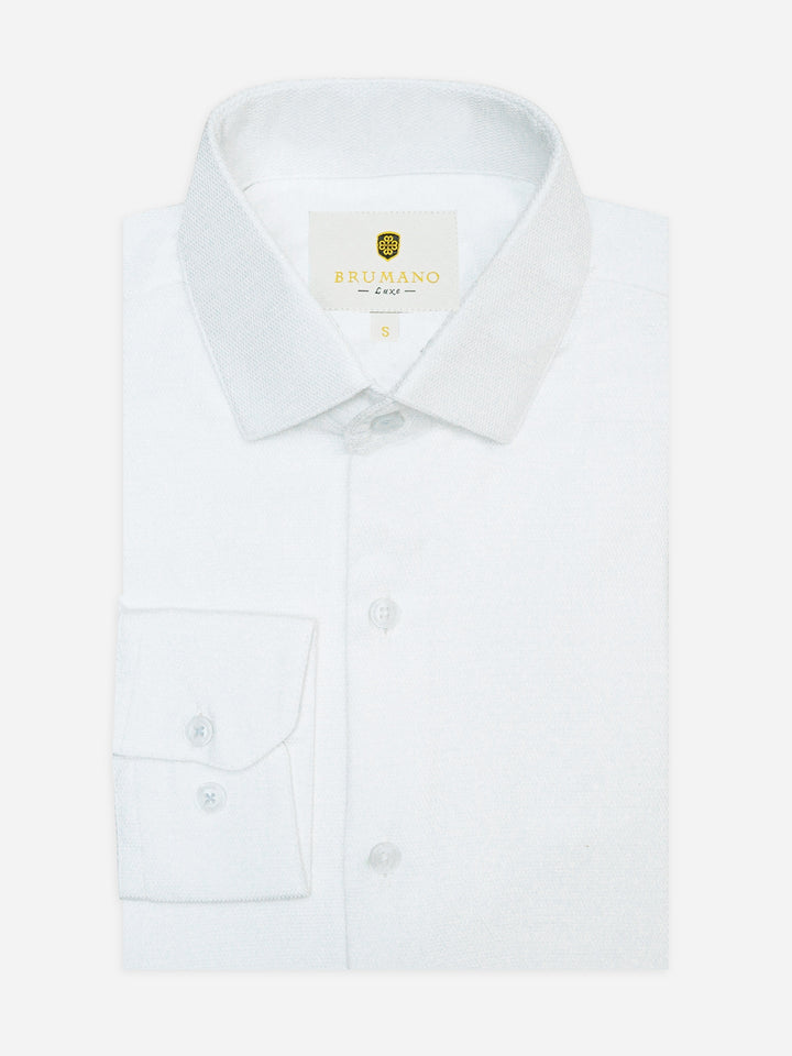 White Dobby Structured Formal Shirt - Luxe