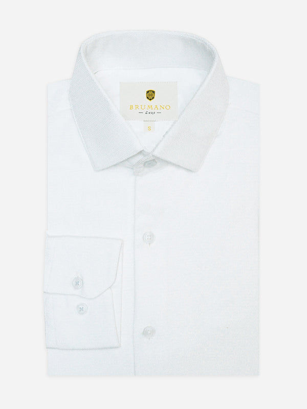 White Dobby Structured Formal Shirt - Luxe