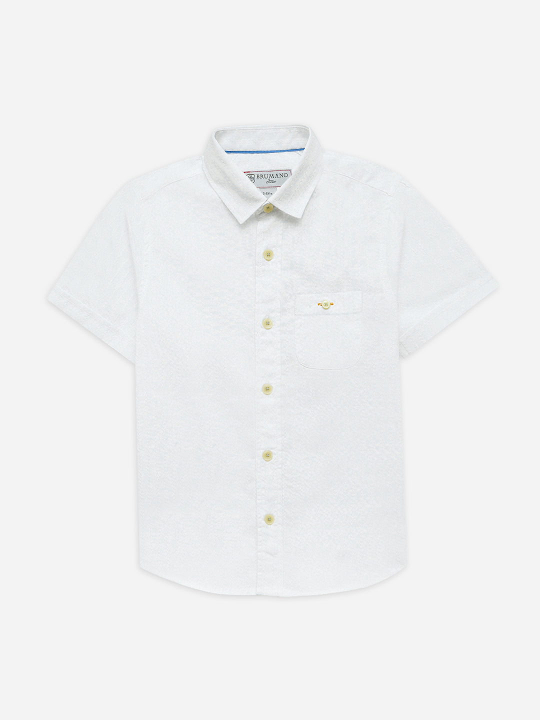 White Dobby Structured Half Sleeve Casual Shirt