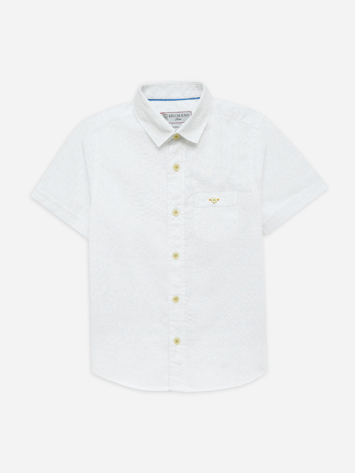 White Dobby Structured Half Sleeve Casual Shirt