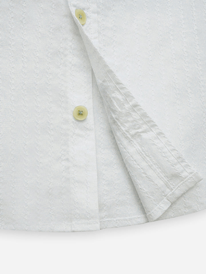 White Dobby Structured Half Sleeve Casual Shirt