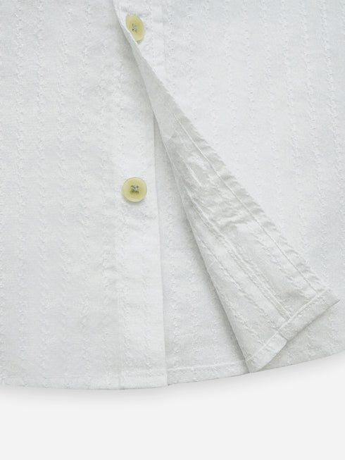 White Dobby Structured Half Sleeve Casual Shirt
