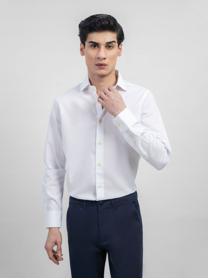 White Honeycombed Structured Shirt Brumano Pakistan
