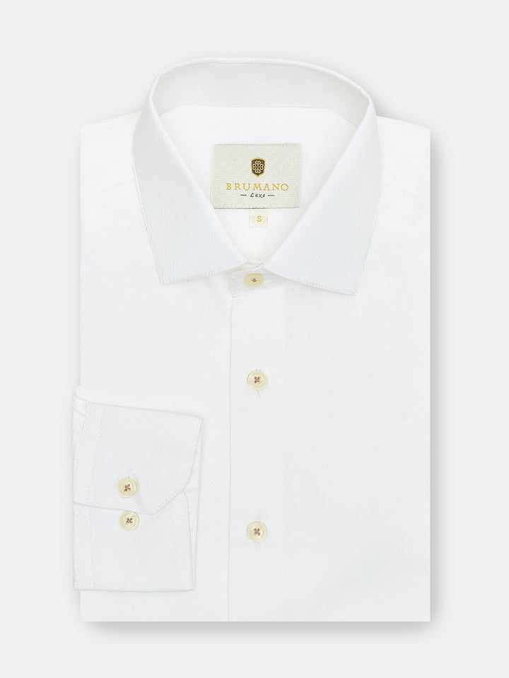 White Jacquard Patterned Formal Shirt - Luxe