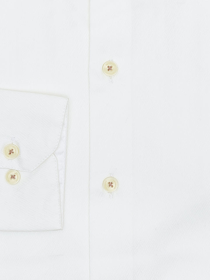 White Jacquard Patterned Formal Shirt - Luxe