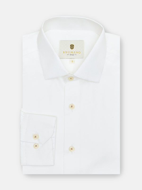 White Jacquard Patterned Formal Shirt - Luxe