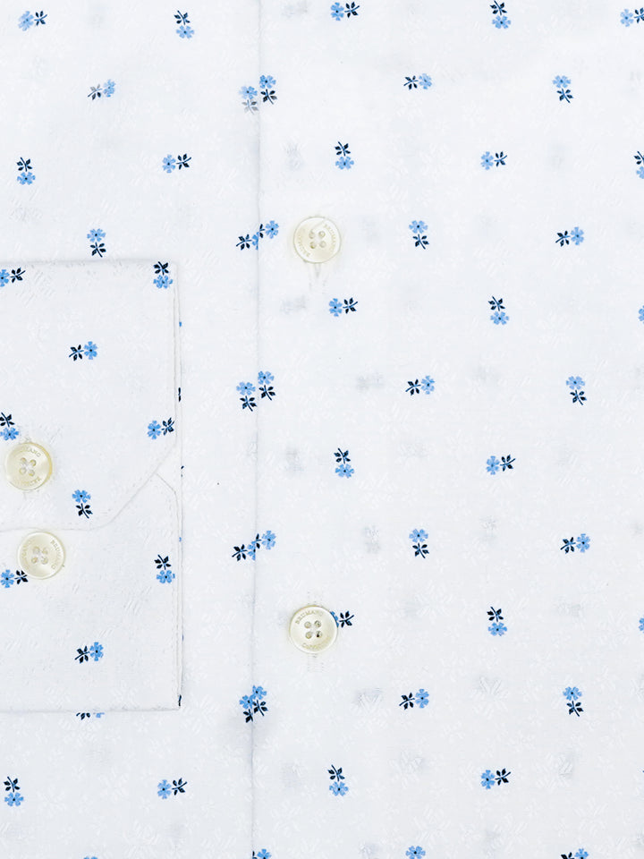White Jacquard Patterned Printed Shirt - Exclusive