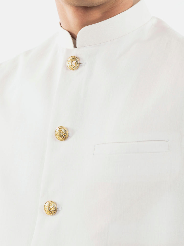 White Linen & Silk Sartoria Waistcoat Brumano Pakistan
